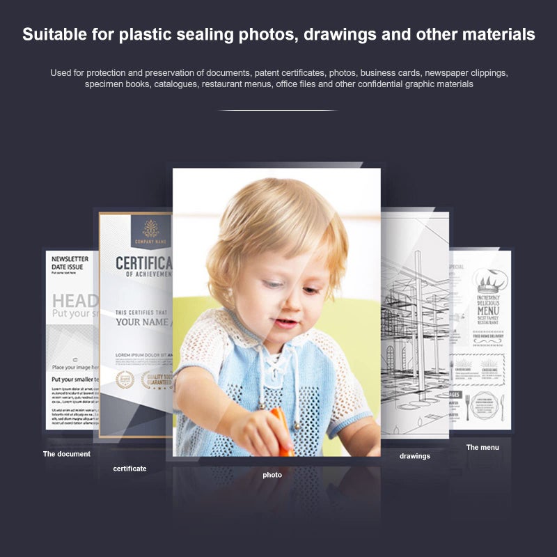 Eficentline 300 Pack 3 Mil Thermal Laminating Pouches, Plastic Laminating Sheets, 9 X 11.5 Inch, 5 X 7 Inch, 4 X 6 Inch, 3.7 X 5.3 Inch, 2.2 X 3.7 Inch For Letter, Photo, Note, Id Badge And Business Card Sizes - Image 3